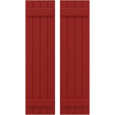 Ekena Millwork Americraft 4-Board, 2 Batten Exterior Real Wood Joined Board-n-Batten Shutters, ARW101BB414X63BRH, PR ARW101BB414X63BRH